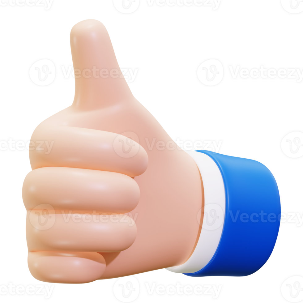 Thumbs up gesture by a cheerful 3d cartoon hand, perfect for expressing approval, positivity, success in social media, presentations png