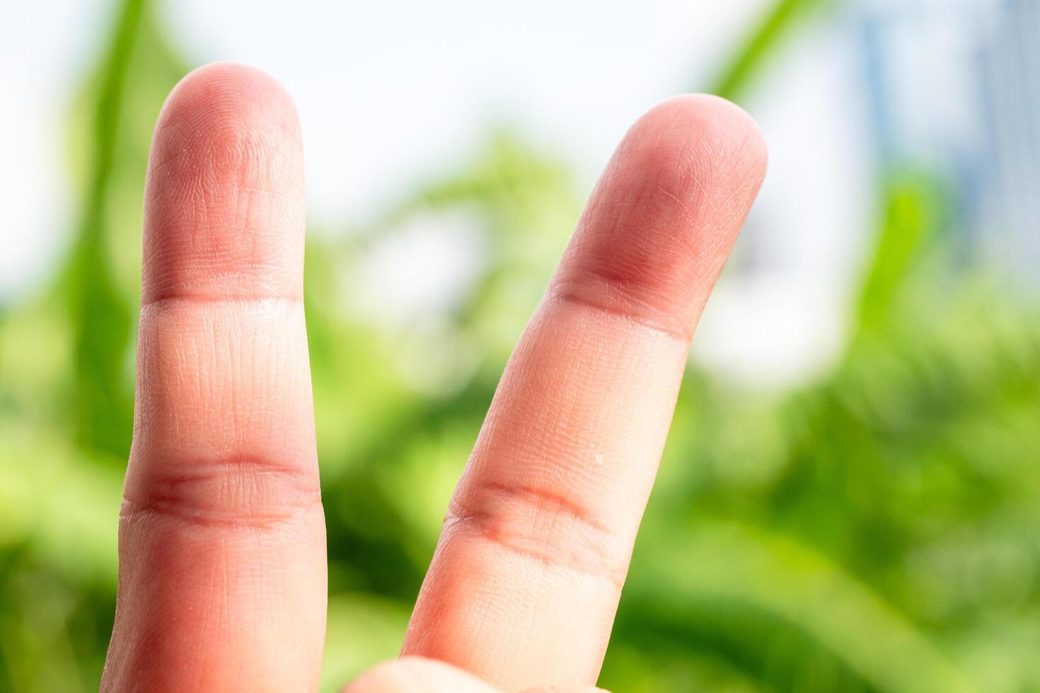 Peaceful gesture nature background close-up image outdoor setting positive vibes photo