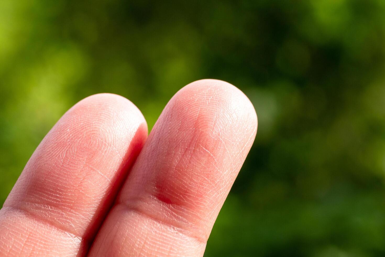 Fingers making a gesture nature background close-up outdoor macro view human connection photo