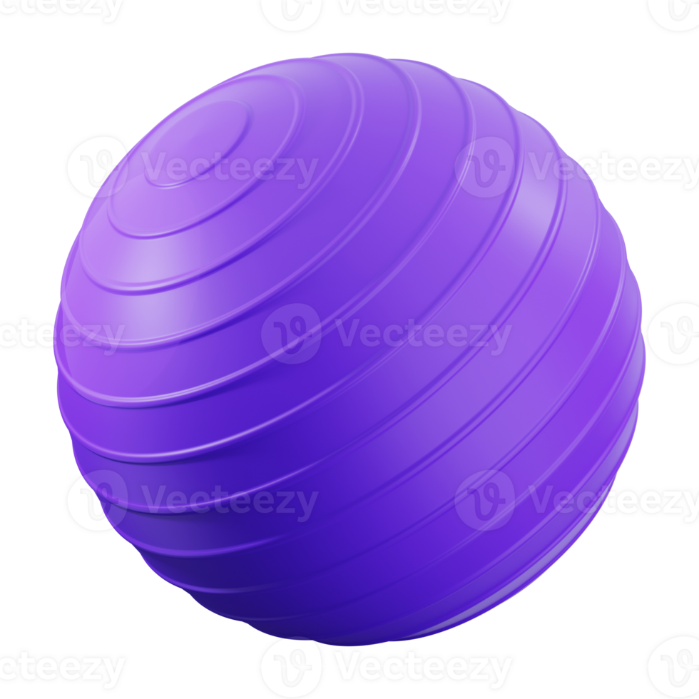 3d Fitness ball for stability and strength training in vibrant purple. Ideal for home gym workouts or physical therapy exercises png