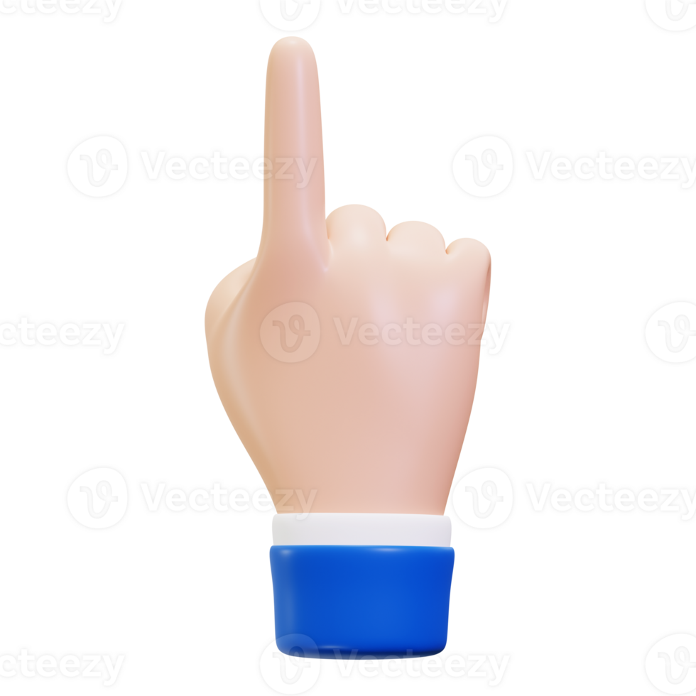 3d Tap hand gesture pointing cartoon hand suitable for presentations, websites, apps, commercials, and educational materials where indicating direction or instruction png