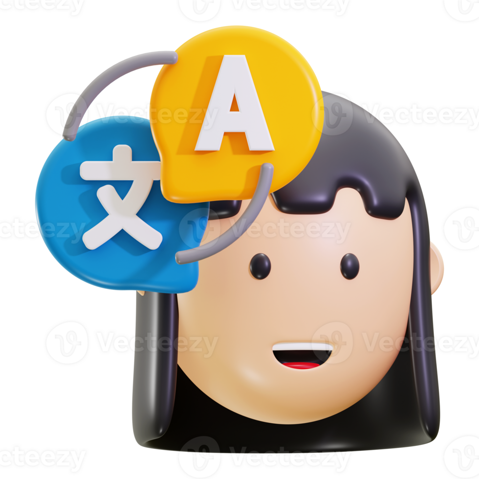 3d Translator icon. Suitable for language learning websites, translation services, multicultural communication themes png