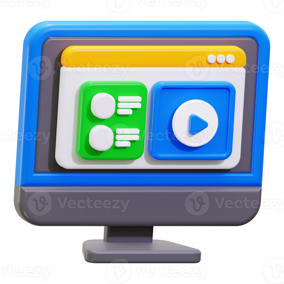 online learning is made engaging with a 3D cartoon computer monitor. Perfect for educational videos, online courses, and e learning platforms png