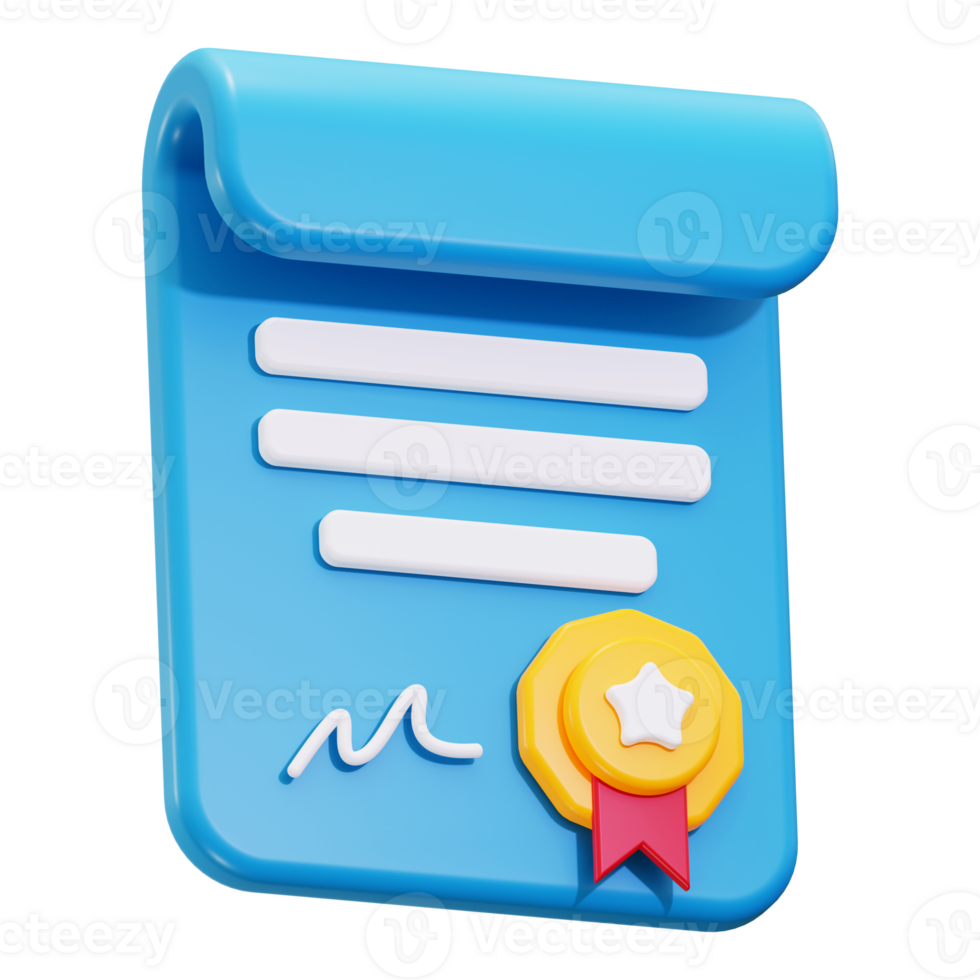 3d Certificate icon. Great for academic achievements, employee recognition, certifications, awards, and accomplishments png