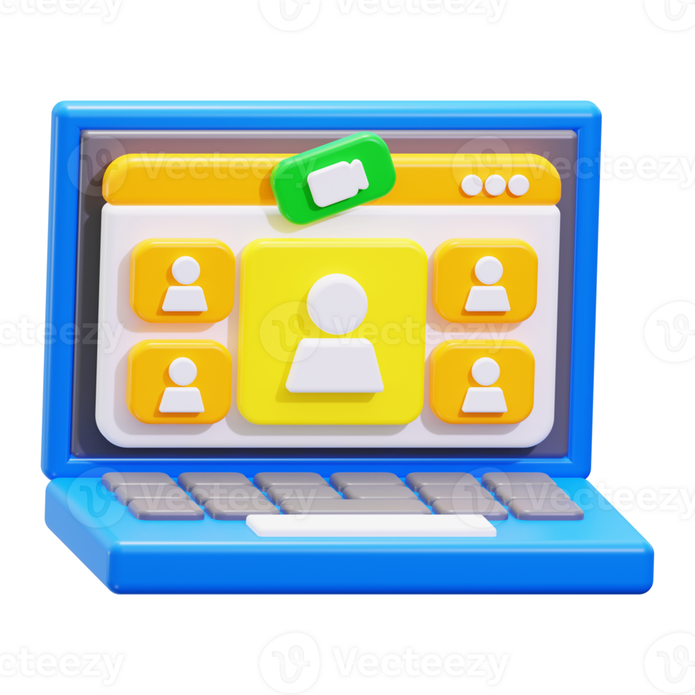 3d Online webinar icon. Suitable for virtual meetings, remote work, online conferences, technology concepts png