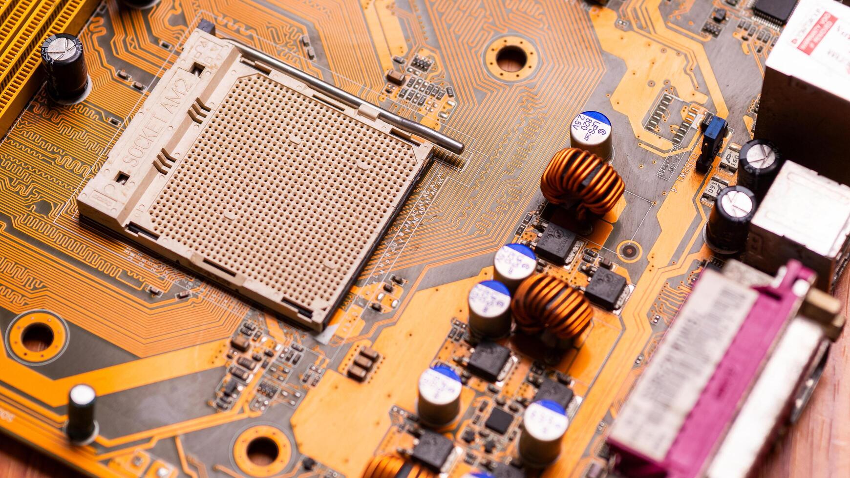 Circuit board assembly technology lab close-up image electronic environment macro viewpoint technical concept photo