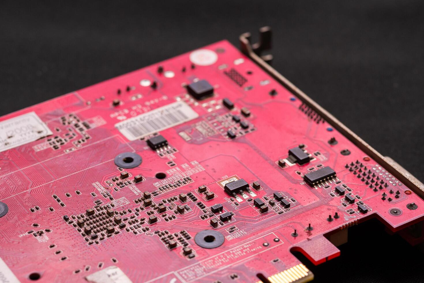 Exploring circuit board designs technology lab detailed close-up industrial environment creative perspective photo