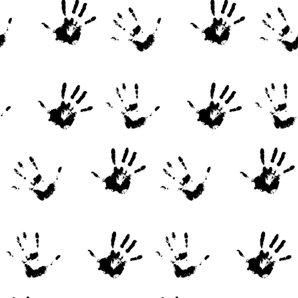 Human hand palm print pattern, black white, monochrome silhouette evidence, texture unique palm hand, print pattern, black white repeat vector
