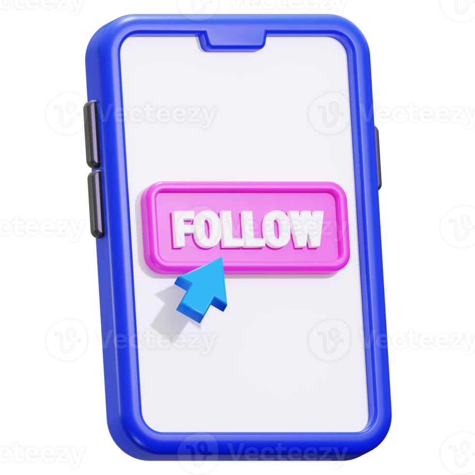 3d Follow Button icon png