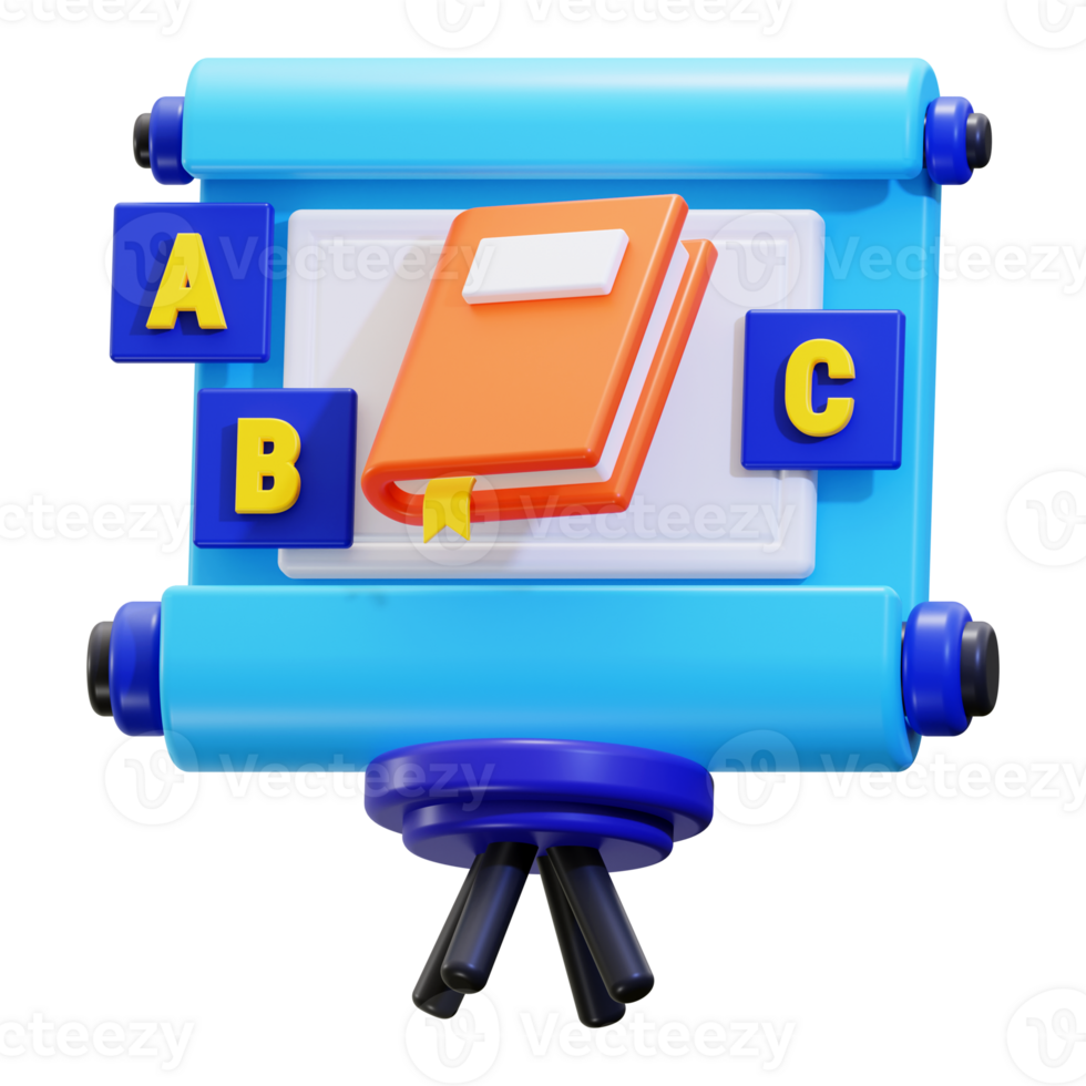 3d Education presentation icon. Ideal for educational, business, or corporate projects needing visuals of a presentation setup displaying learning and entrepreneurship concepts png