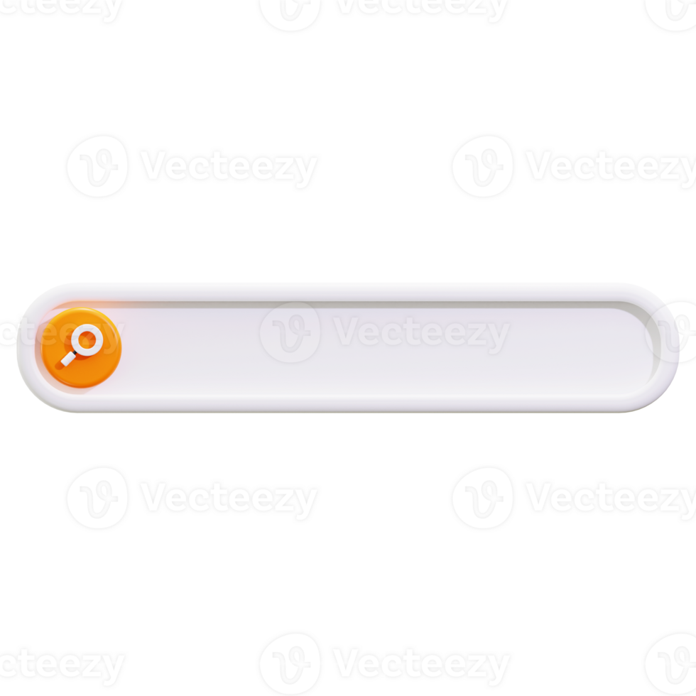 Search bar with a vibrant orange magnifying glass icon perfect for website designs, online platforms, search engine optimization concepts png