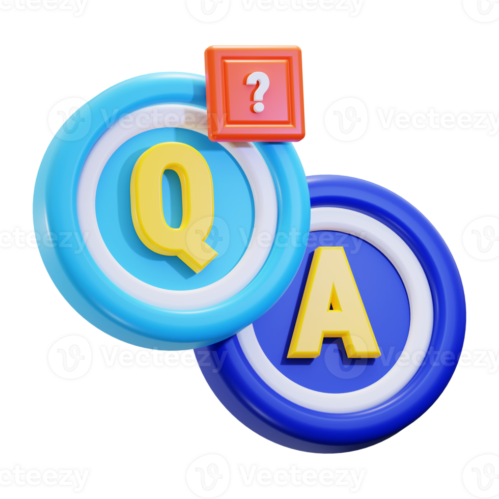 3d Qna icon. Ideal for interactive websites, educational materials, or tech related projects that need a modern touch png