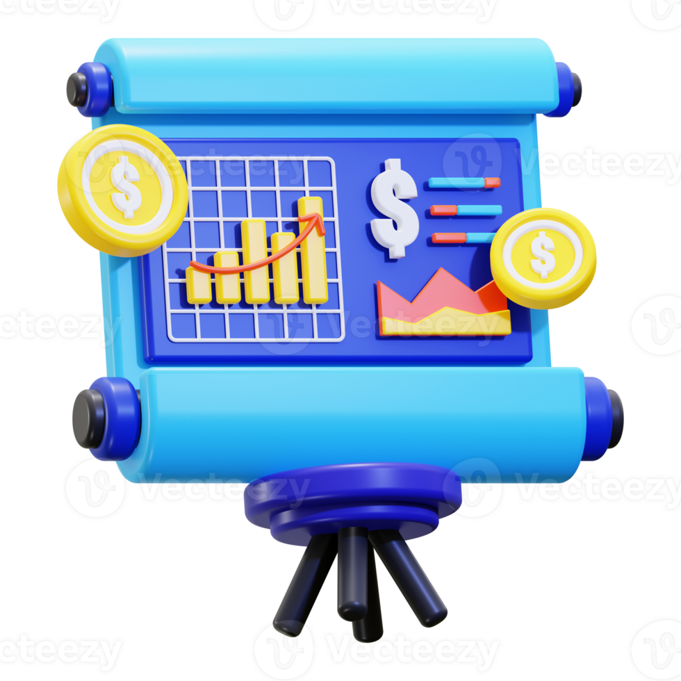 3d Finance presentation icon. Suitable for finance presentations, investment reports, business articles, cryptocurrency discussions png