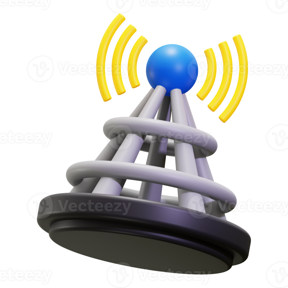 Broadcast a 3D model of a cellular tower png