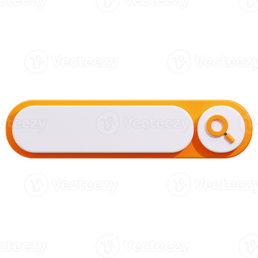 Search bar design with a modern 3D magnifying glass icon, ideal for website UI UX, technology concepts, and online search themes png