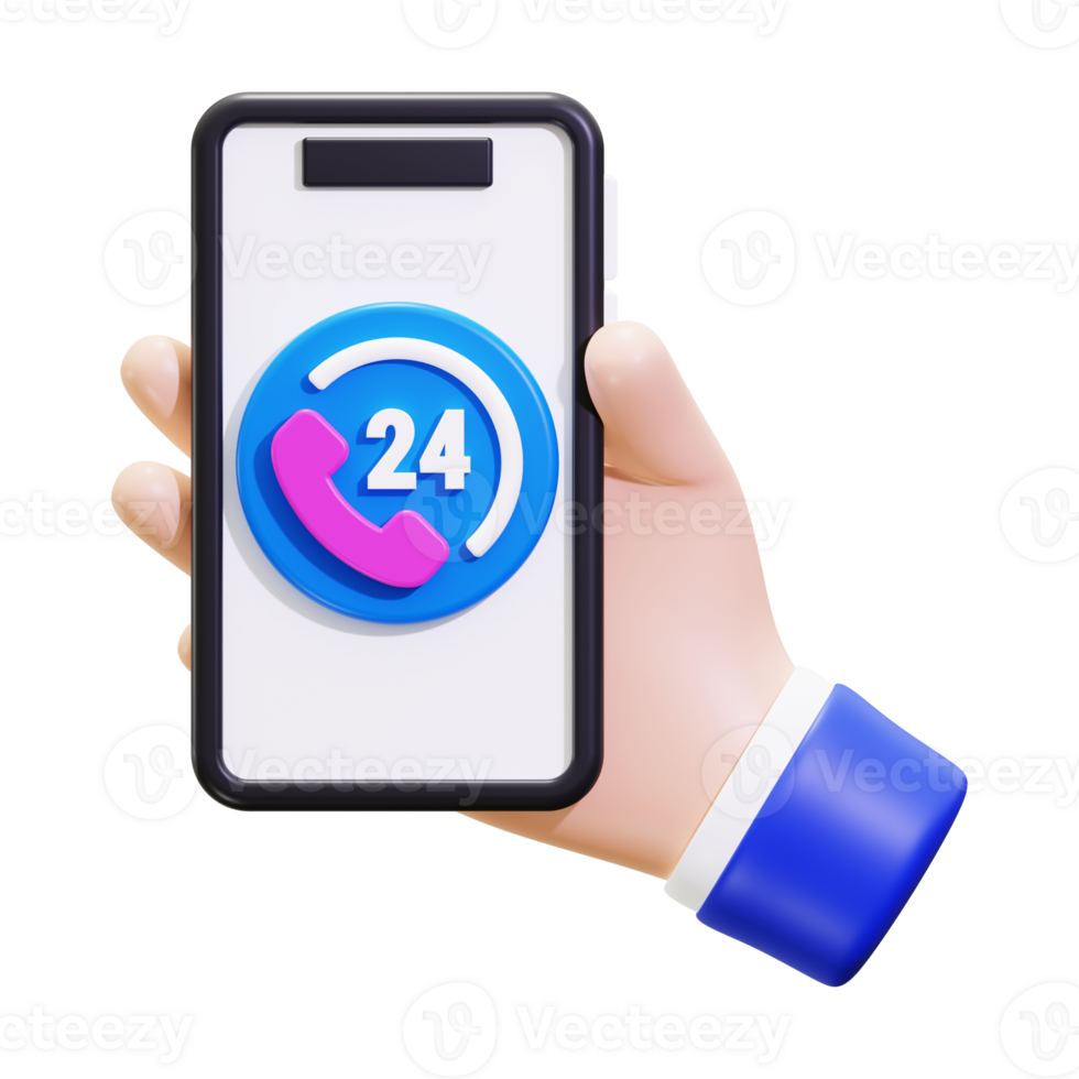24 Hours Customer Service 3D Icon png