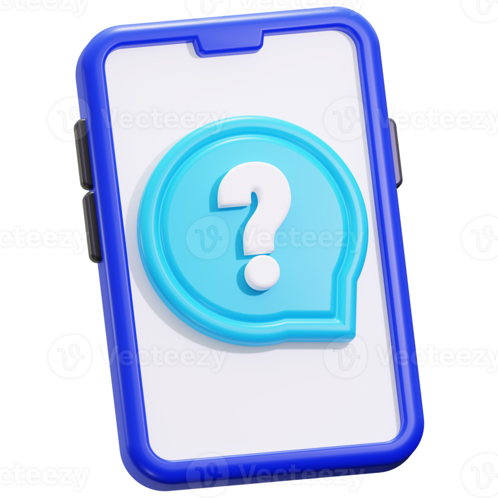 Smartphone With Question Mark 3D Icon png
