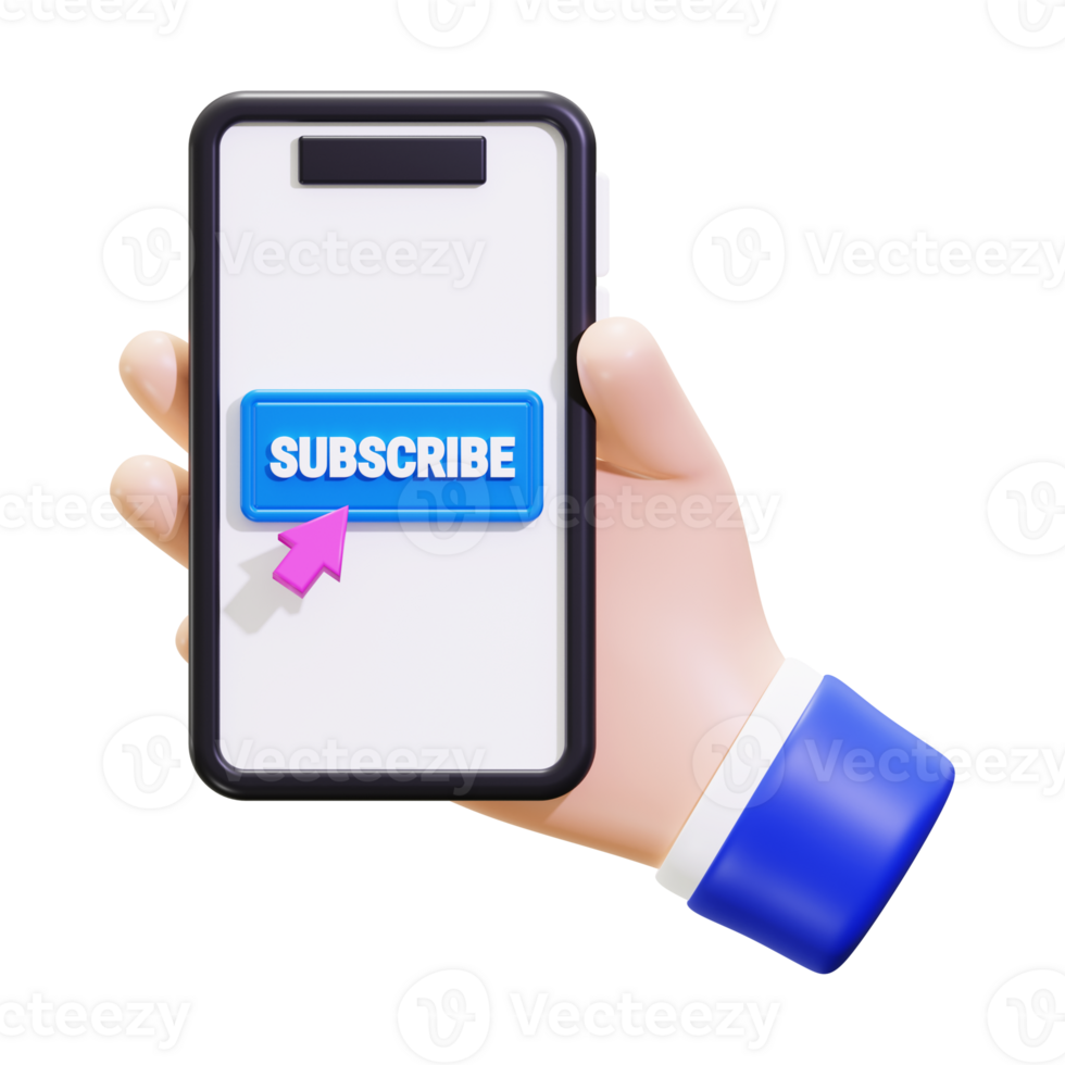 3d Smartphone With Subscribe Button Icon png