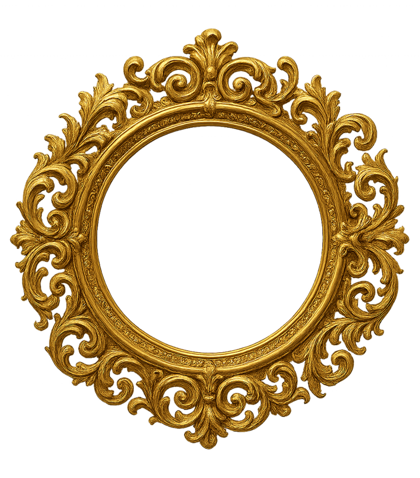 Victorian Gold Circular Frame - 3D Baroque Style png