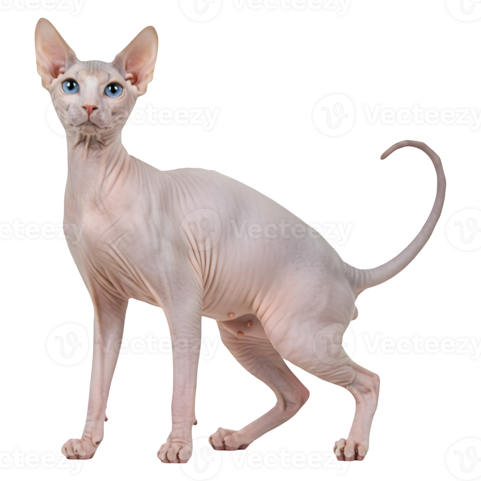 A Graceful Hairless Sphynx Kitten Posing Elegantly png