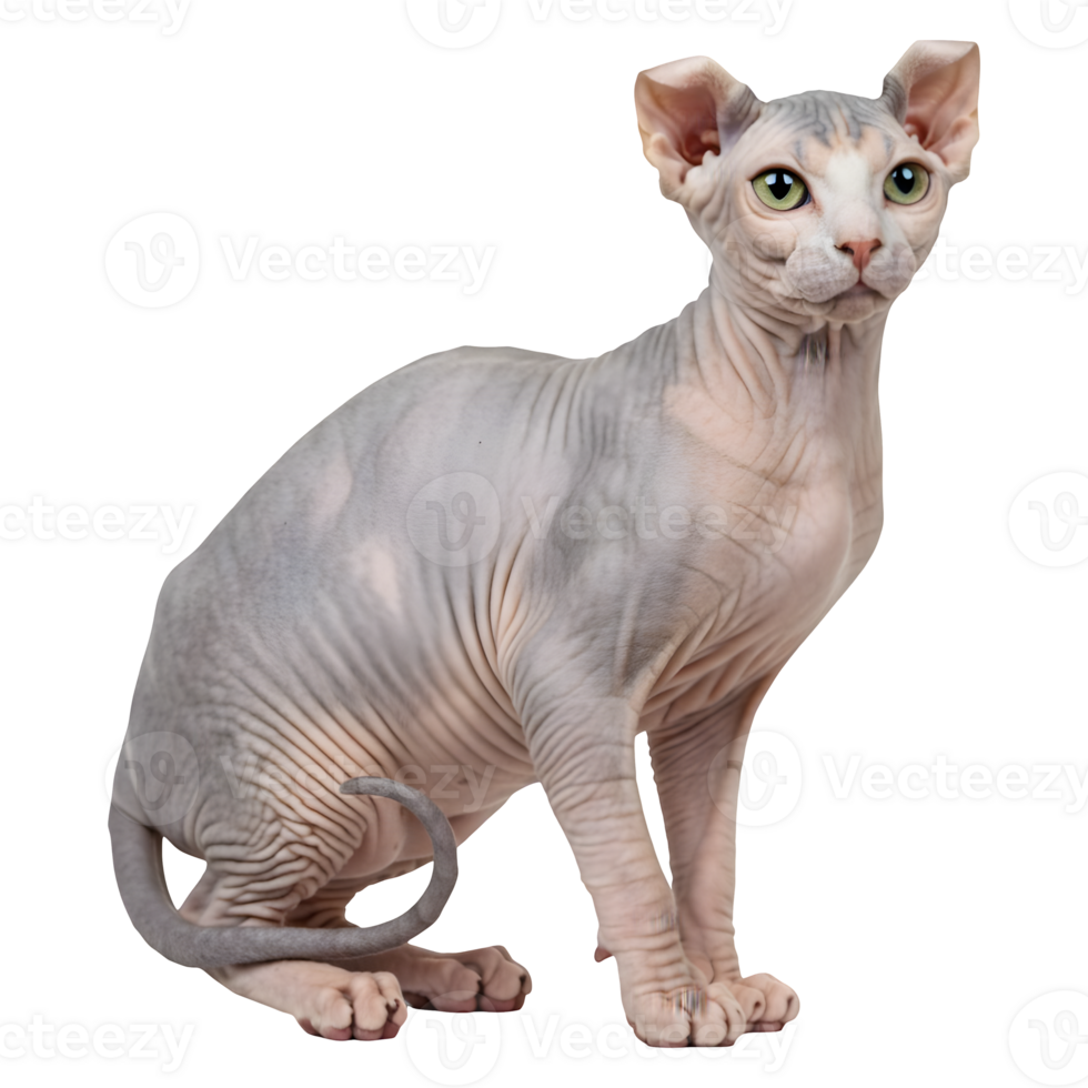 The Striking Pose of a Hairless Sphynx Cat png