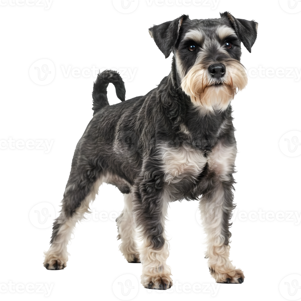 Magnificent Miniature Schnauzer Dog Breed Portrait canine gray png