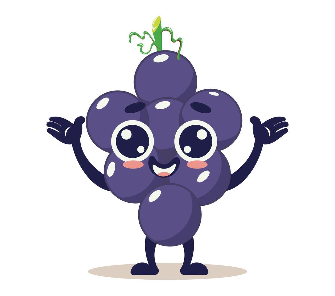 Cheerful Cartoon Grape Character Waving vector