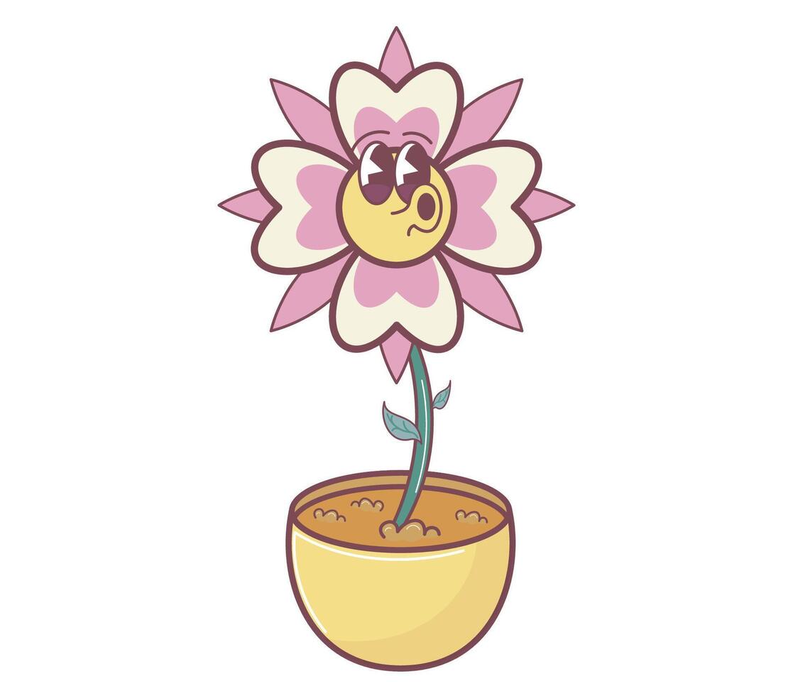 Whimsical Cartoon Flower With Cheerful Expression in Pot vector