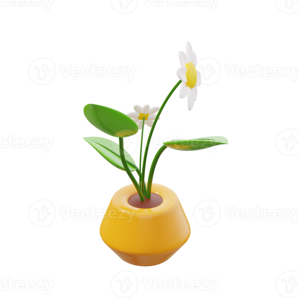 green and yellow Gerbera Daisy 3d icon png