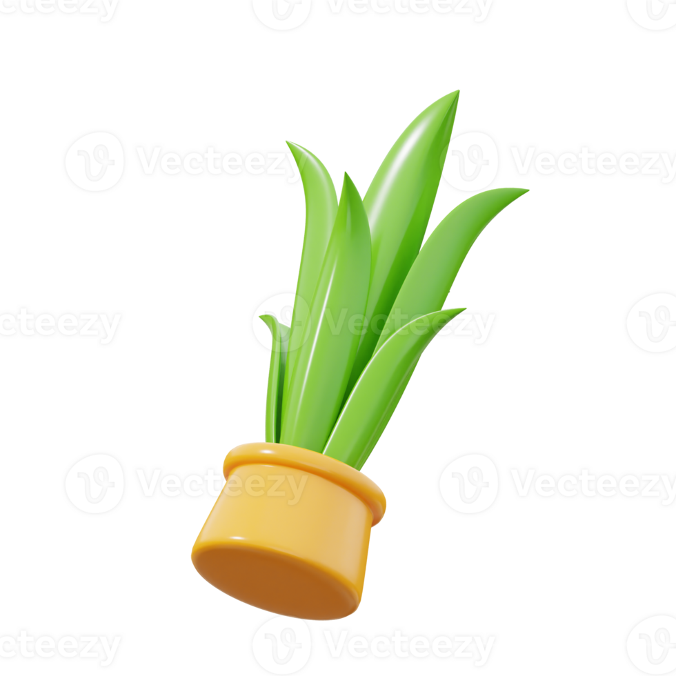 green and yellow Snake Plant Green 3d icon png