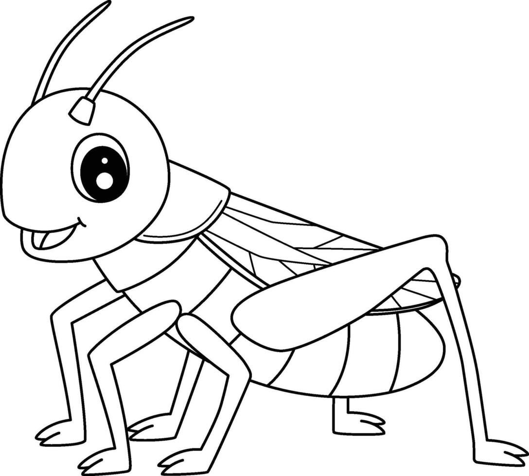 Insect Cricket Animal Isolated Coloring Page vector