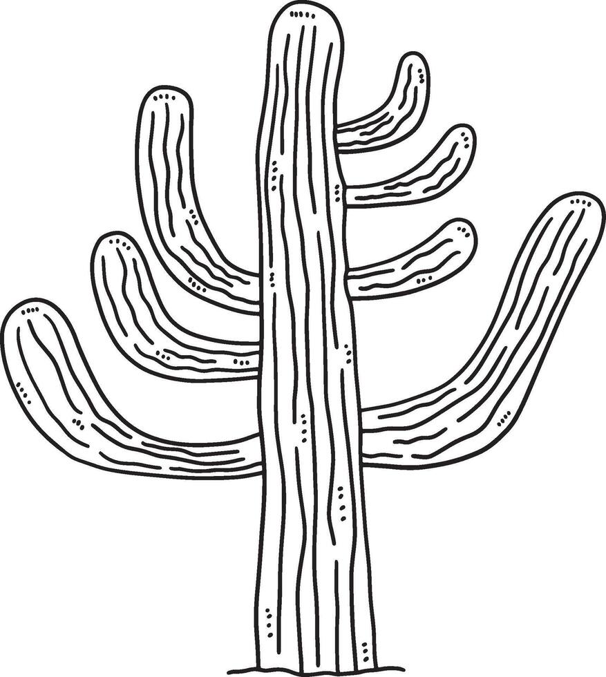 Saguaro Cactus Isolated Coloring Page for Kids vector
