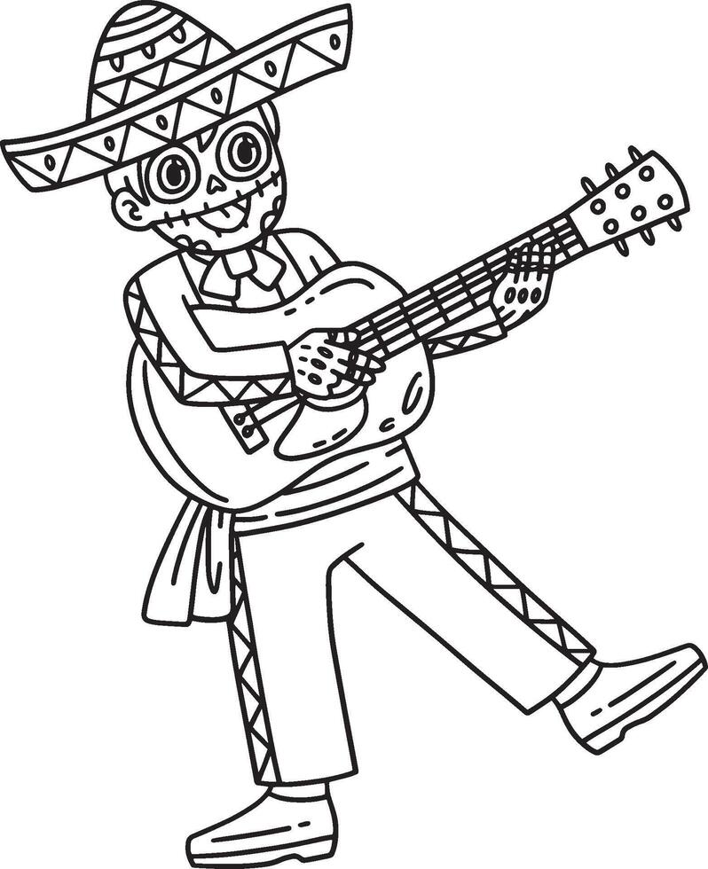Dia de los Muertos Skeleton Boy Playing Guitar vector
