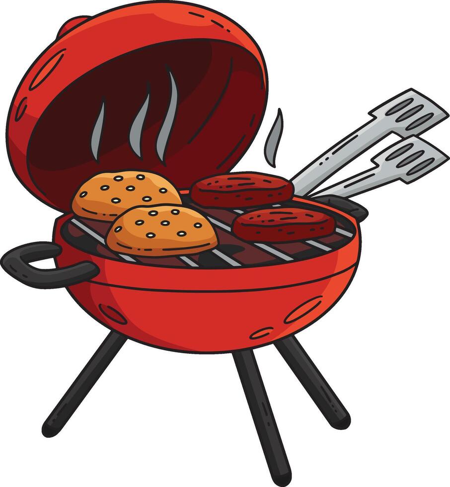 Q and Grilling Buns and Patties Cartoon Clipart vector