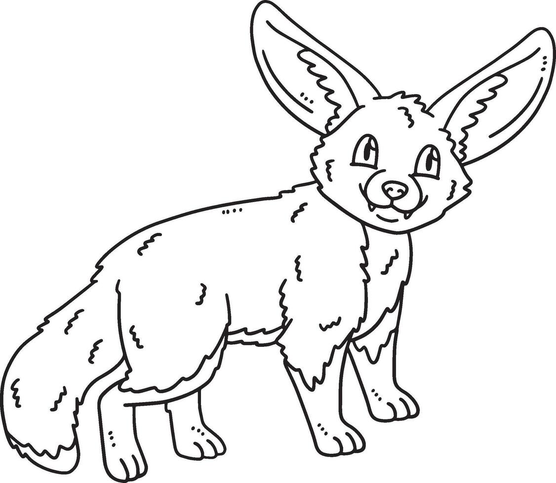 Fennec Fox Animal Isolated Coloring Page for Kids vector
