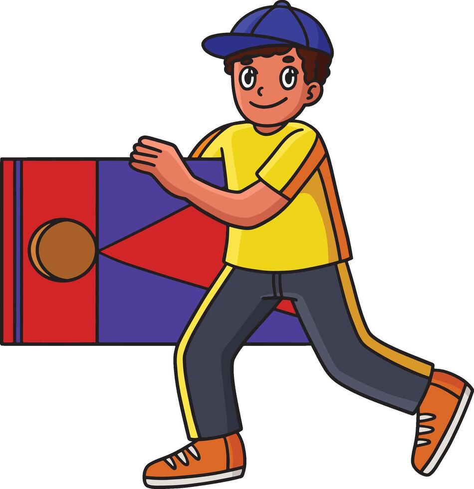 Cornhole Boy Carrying Board Cartoon Clipart vector