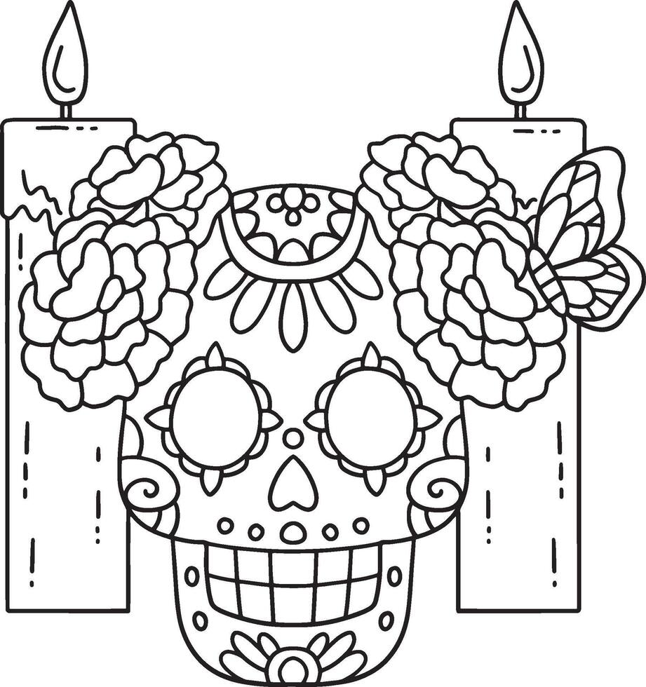 Dia de los Muertos Calavera and Candles Isolated vector