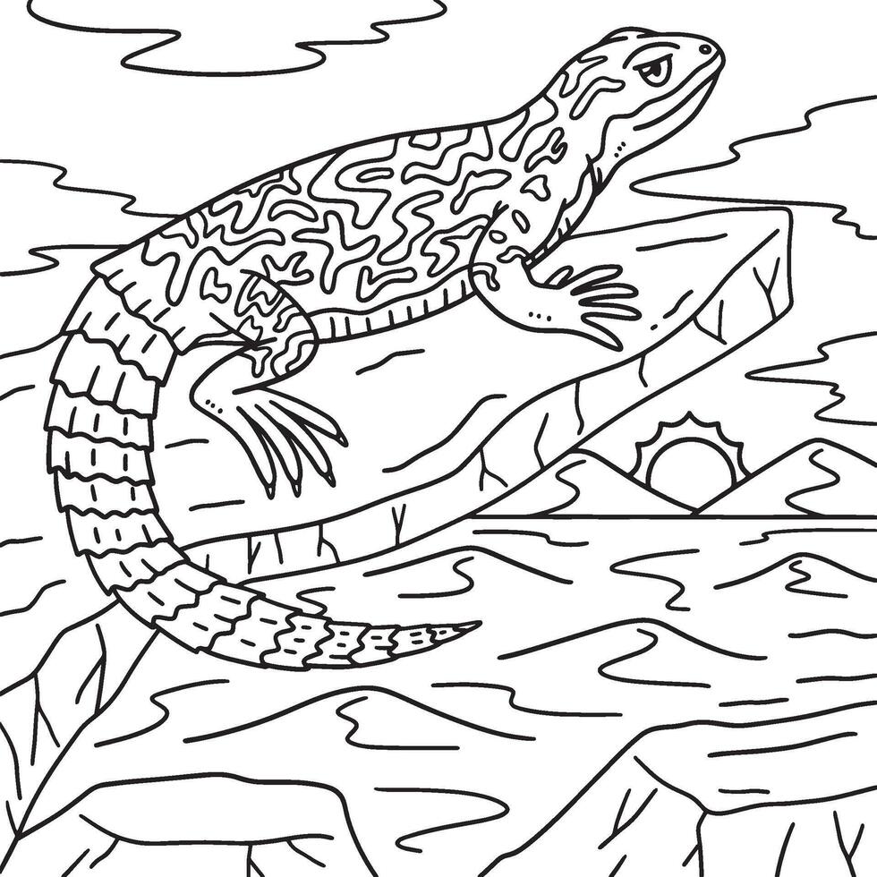 Desert Spiny-Tailed Lizard Coloring Page for Kids vector
