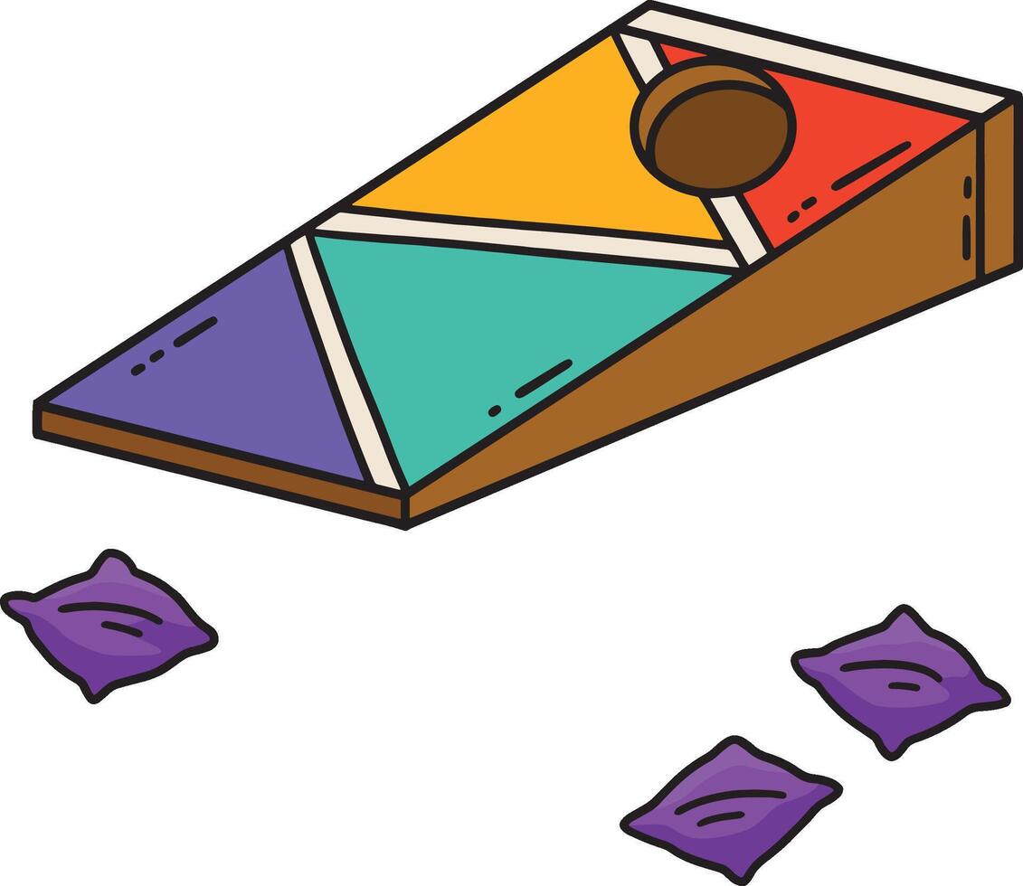 Cornhole Board and Bags Cartoon Colored Clipart vector