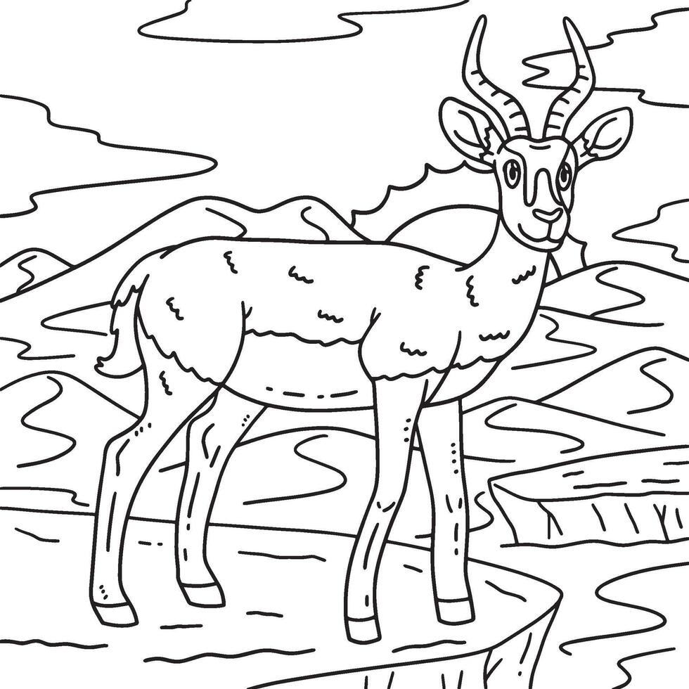Desert Gazelle Animal Coloring Page for Kids vector