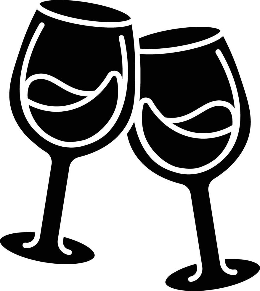 Cheers Two Wine Glasses Clinking Together, Celebration Toast Graphic Design Illustration icon solid style vector