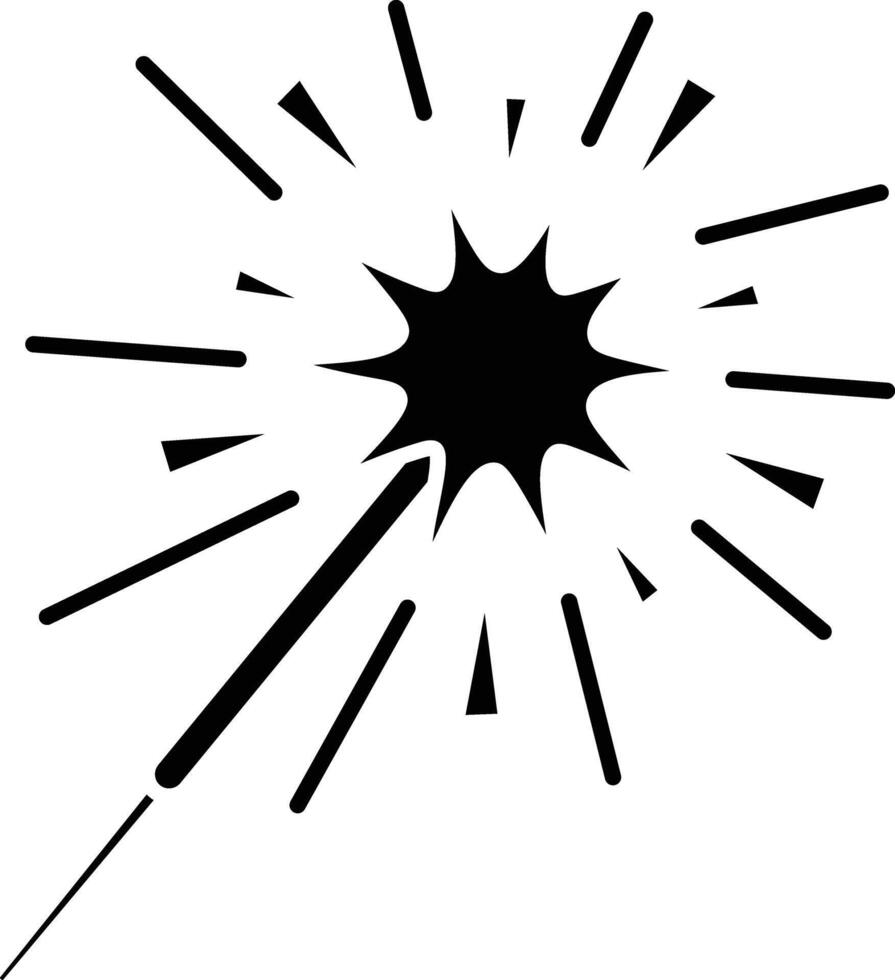 Sparkler Celebration Festive Design Light Burst Fireworks Party Night icon solid style vector