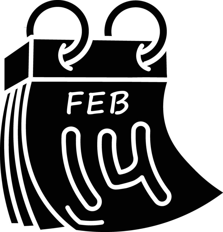 February 14th Calendar Icon, A Simple Clean Design for Valentine's Day icon solid style vector