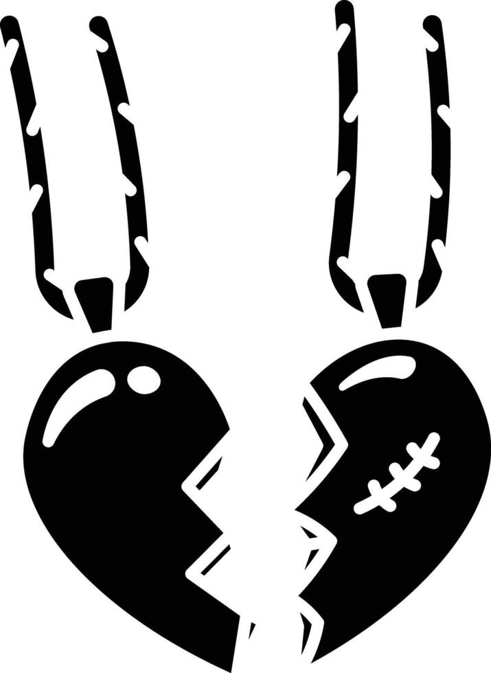 Broken Heart Necklaces, A Symbol of Lost Love Icon solid style vector