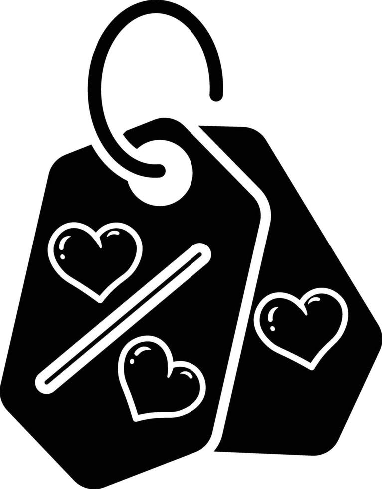 Love Tags Design, Romantic Couple's Gift Tags with Hearts Icon solid style vector