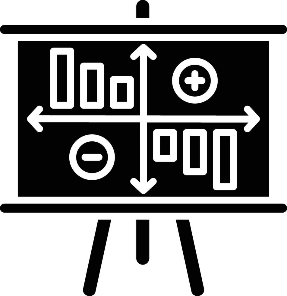 Data Visualization on Flip Chart, Strategic Planning icon solid style vector