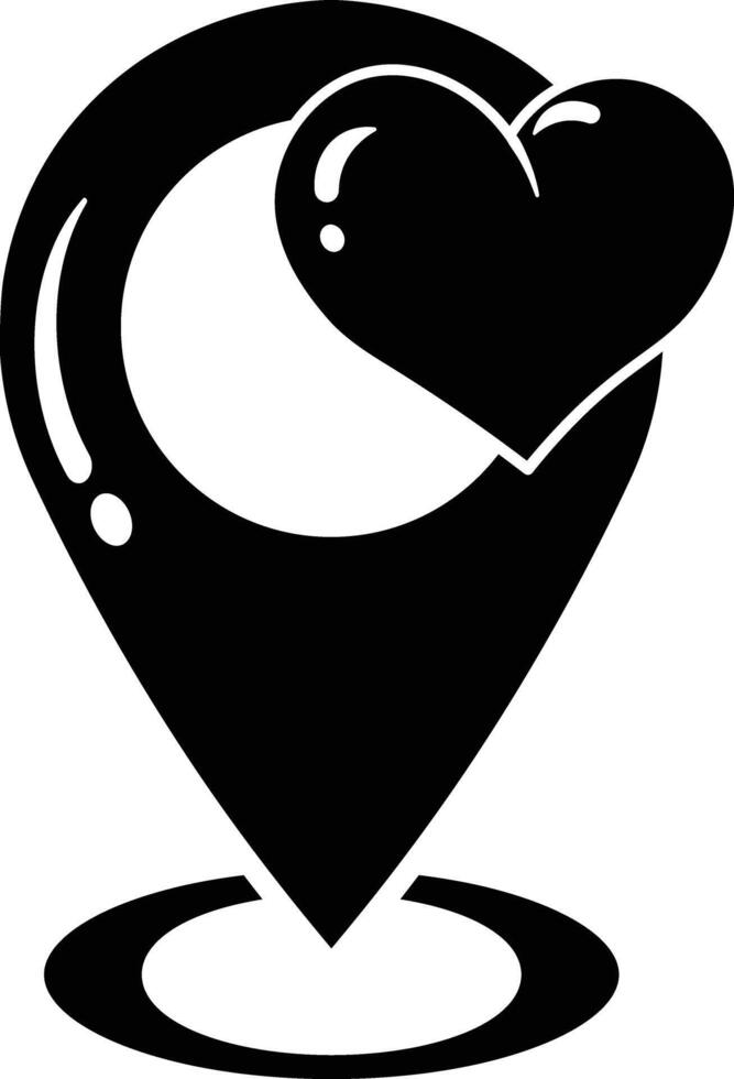 Location of Love A Heart on a Map Pointer icon solid style vector