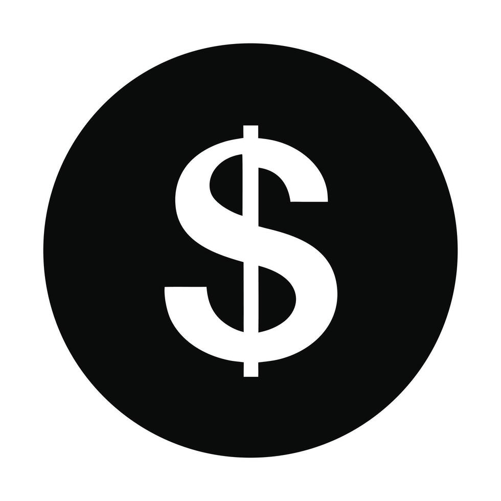 Bold Dollar Sign in Solid Black Circle for Finance Banking and Business Projects vector