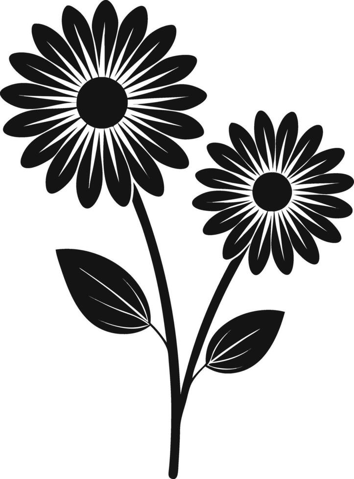 Black Flower Silhouette Illustration with Leaves and Petals for Nature and Decorative Design vector