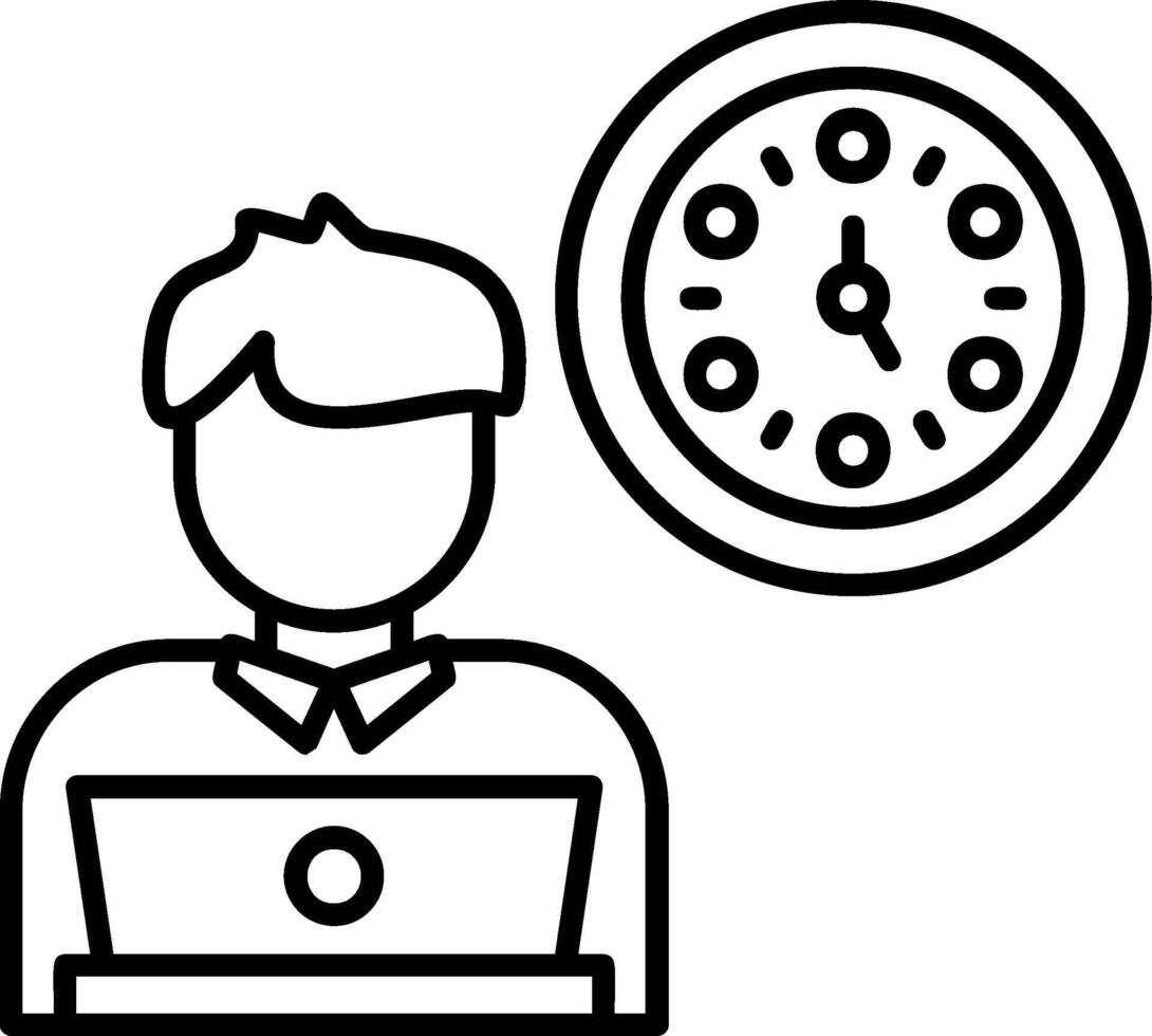 Working Hours Outline Style Icon vector
